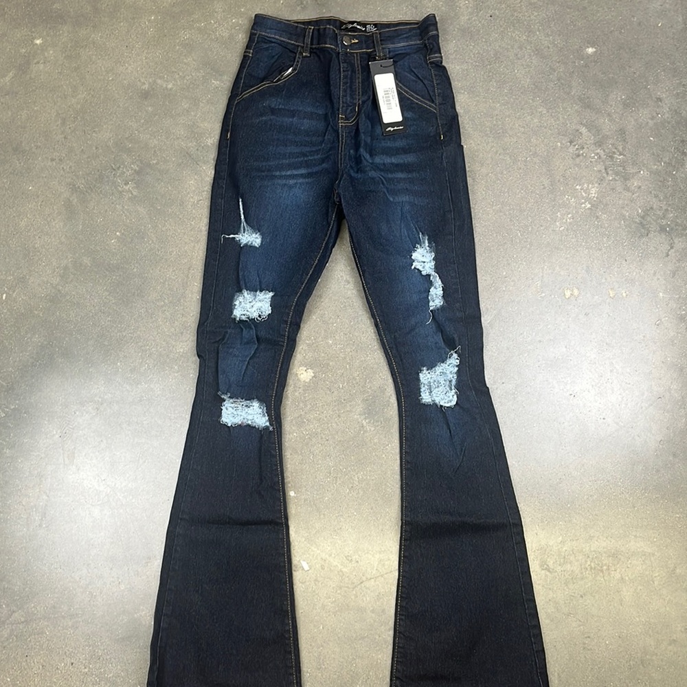 Rips with Flare Dark Wash Jeans